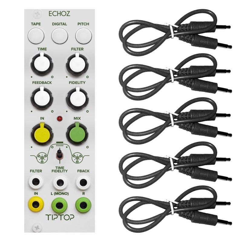 Tiptop Audio ECHOZ Delay Effects Module – White Panel BLACK CABLE KIT
