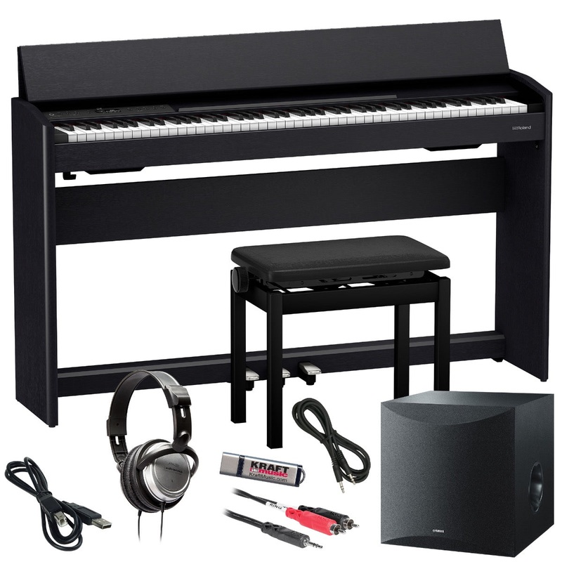 Roland F701 Digital Piano – Contemporary Black COMPLETE HOME BUNDLE PLUS