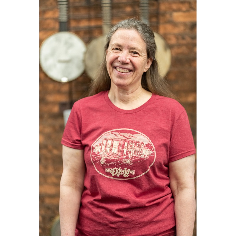 ELDERLY WOMEN’S 50TH ANNIVERSARY LOGO TEE HEATHERED RED (VARIOUS SIZES) Large