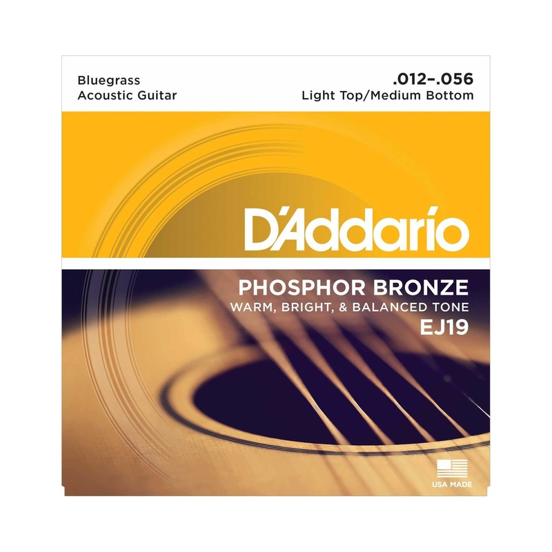 D’Addario EJ19 Phosphor Bronze Bluegrass Light Top / Medium Bottom Gauge Acoustic Guitar Strings