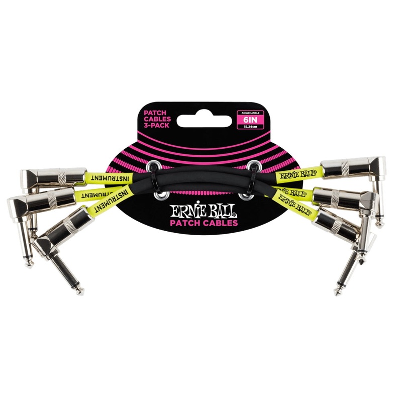 Ernie Ball Ernie Ball 6″ Instrument Patch Cable 3 Pack 6 in. Black