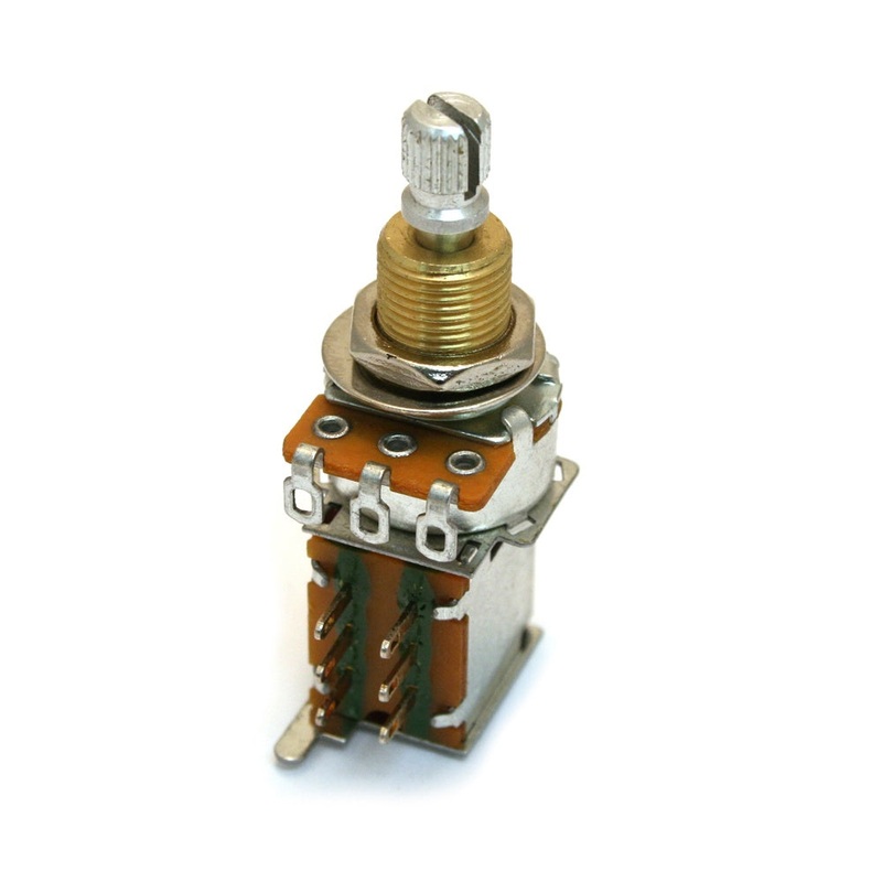 AllParts EP-0296-000 Potentiometer, 500K Audio (LOG), Split Splined Shaft, Push/Push