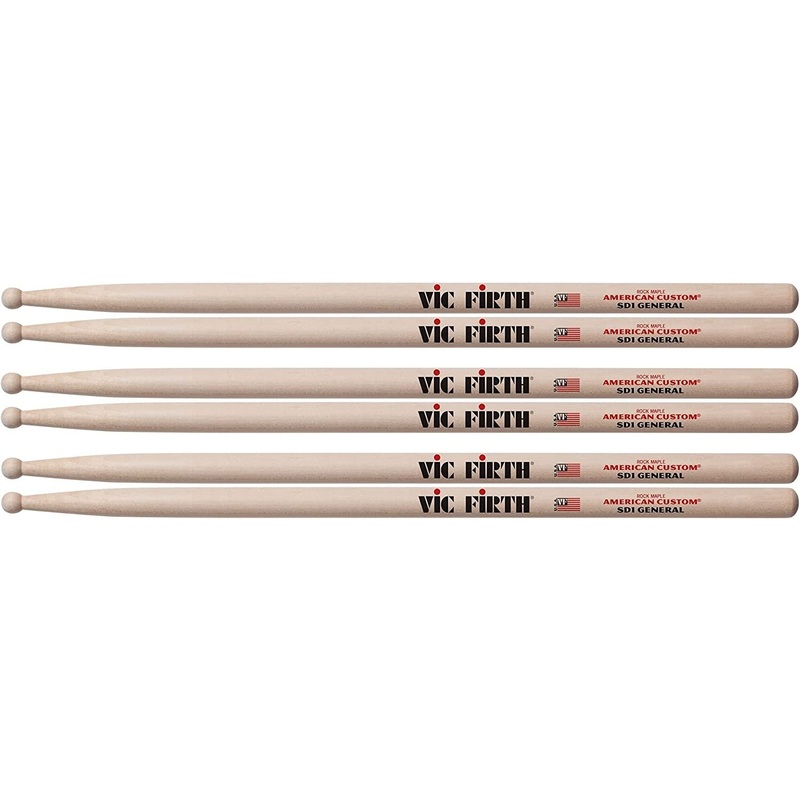Vic Firth SD1 General Wood Tip Drum Stick 3 Pack Bundle