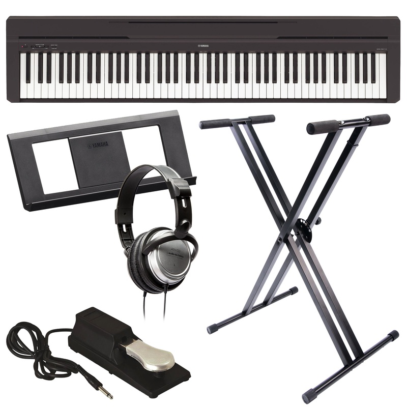 Yamaha P-45 Digital Piano – Black KEY ESSENTIALS BUNDLE
