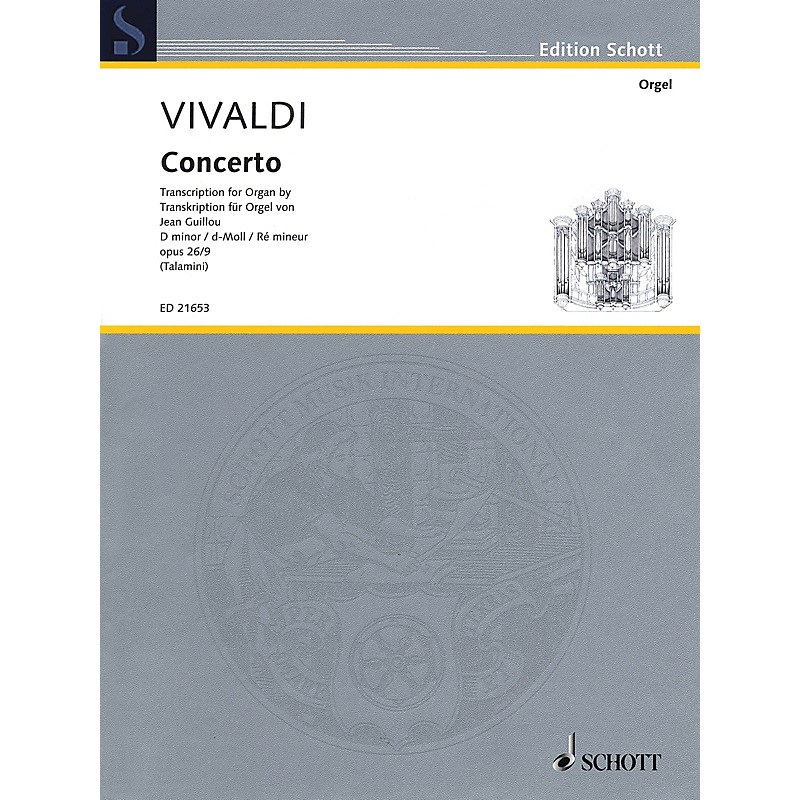Schott Concerto Op. 26/9 in D minor (Trancription for Organ by Jean Guillou) Schott Series Softcover