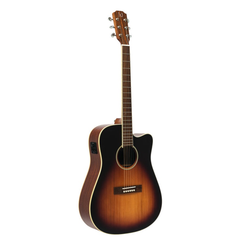 J.N Guitars Dreadnought Electro Acoustic Guitar Cut Away Cedar Sunburst