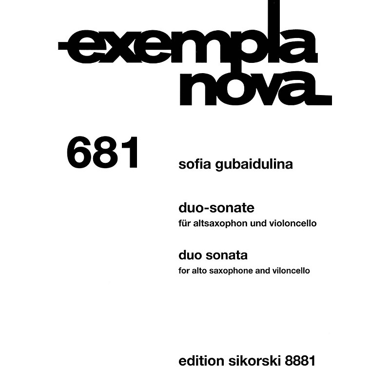 SIKORSKI Duo Sonata Alto Saxophone and Cello (Exempla Nova 681) Score & Parts by Gubaidulina