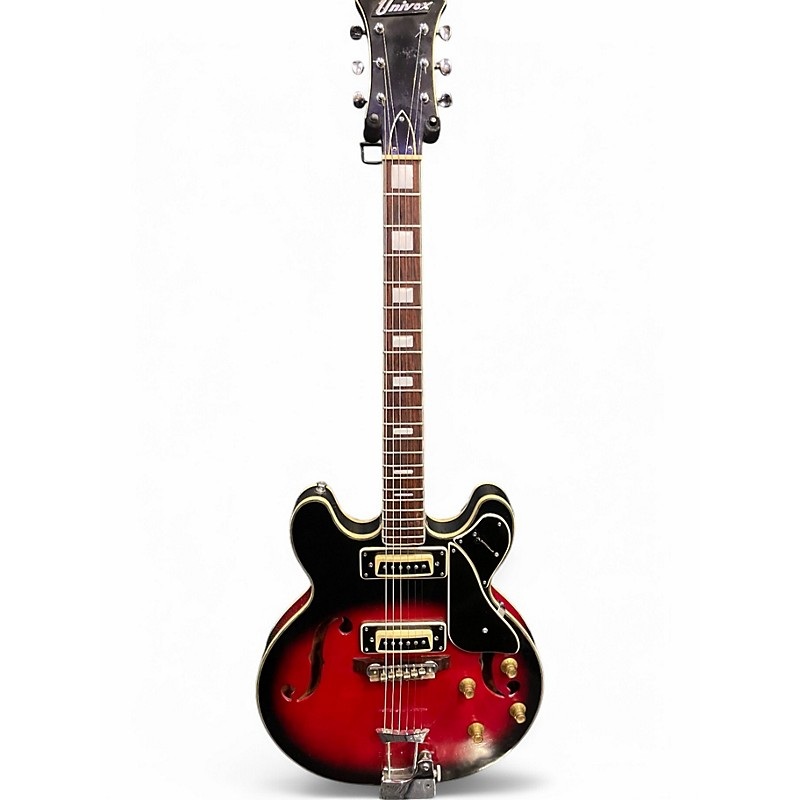 Vintage 1960s Univox Coily Red Burst Hollow Body Electric Guitar Red Burst