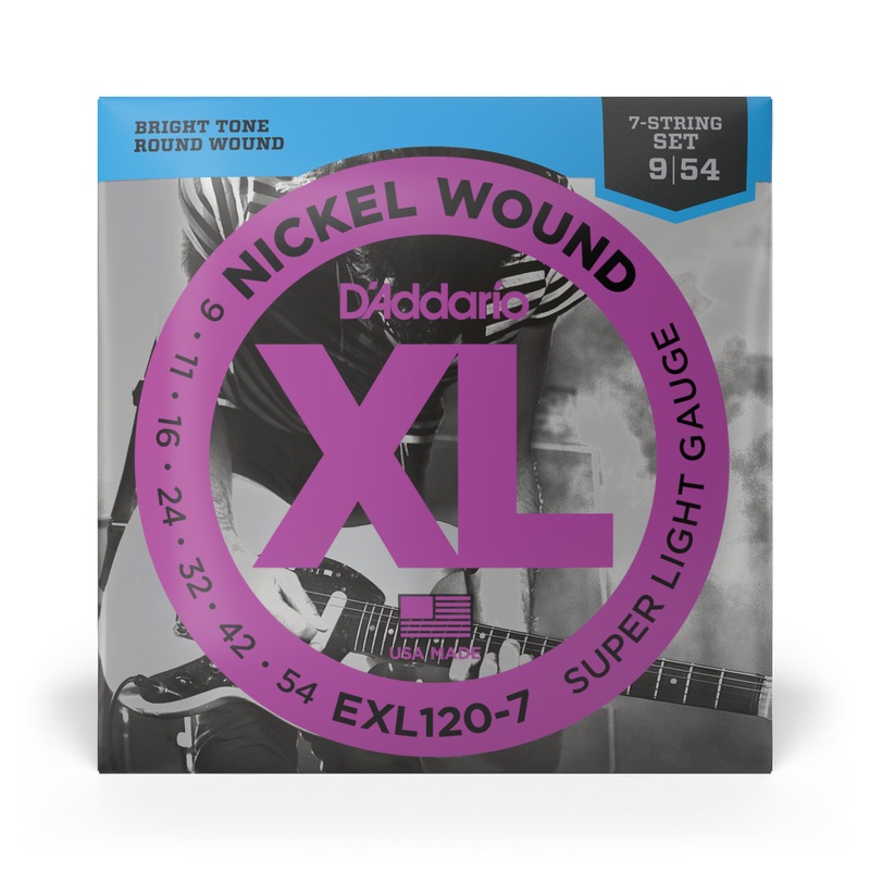 D’Addario Nickel Wound 9-54 7-String Electric Guitar Strings, Light