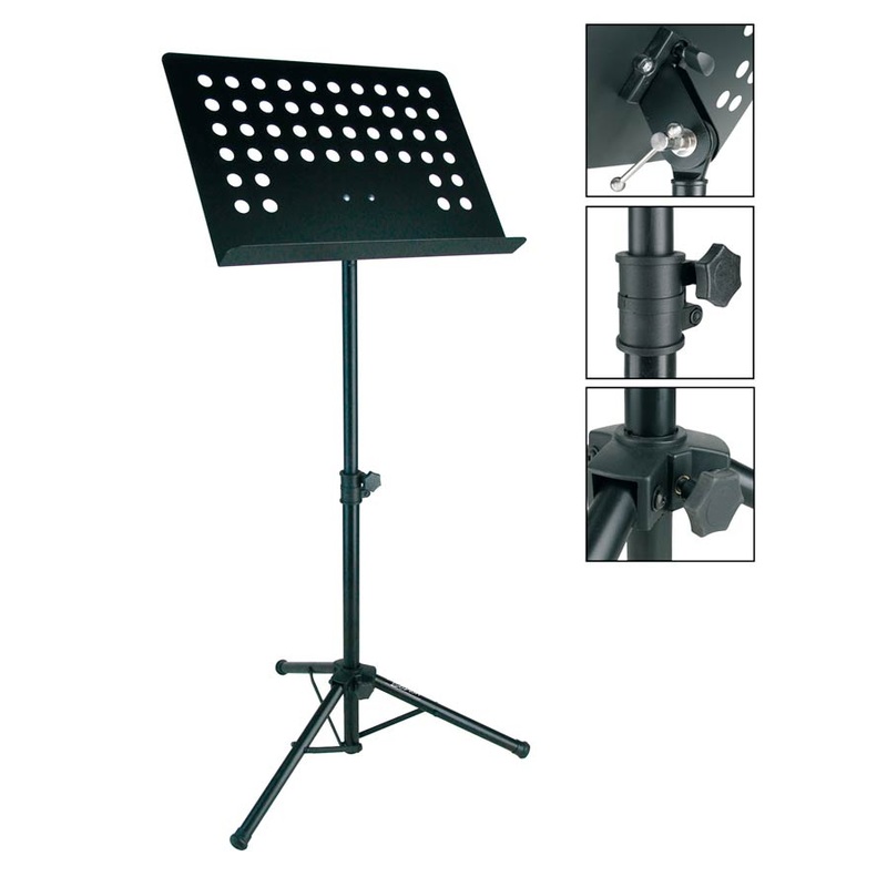 Metal music stand, black, perforated desk, desk size 48x35cm