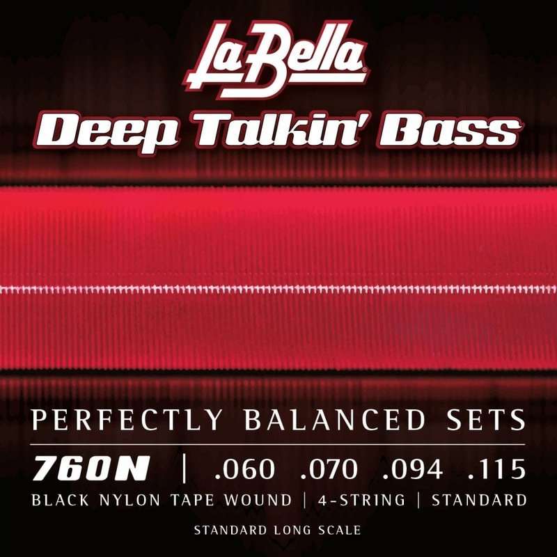 La Bella Deep Talkin’ Bass Black Nylon Tapewound 60-115 Bass Guitar Strings, Long Scale [760N]