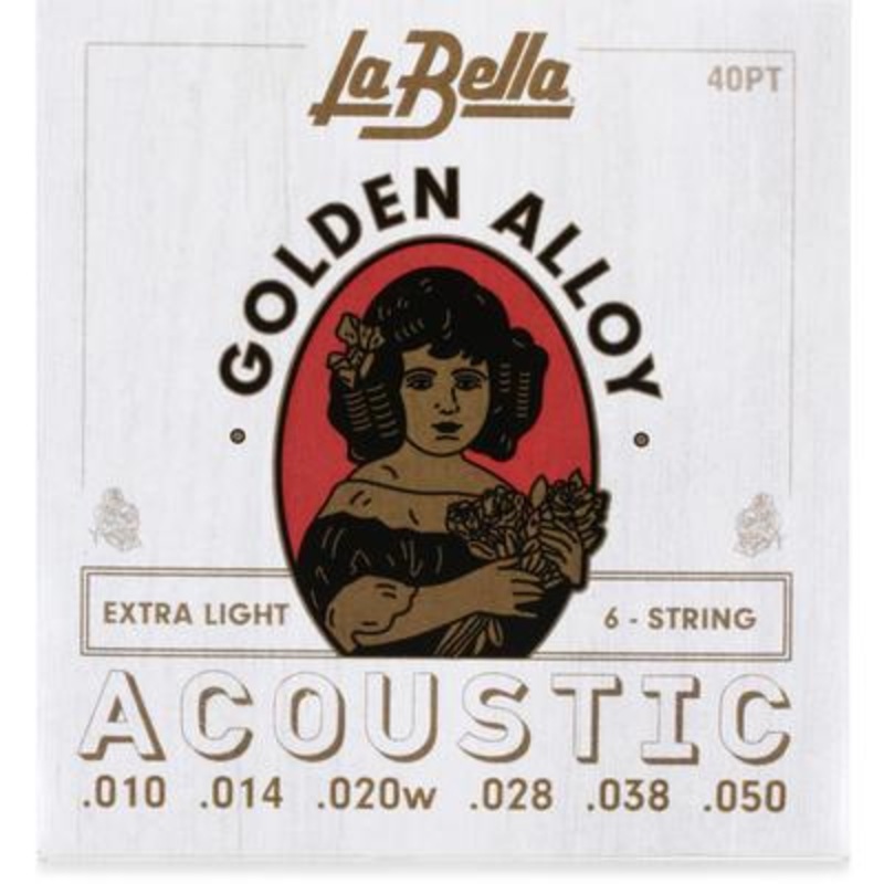 La Bella 40PT Golden Alloy Acoustic Guitar – Extra Light 10-50