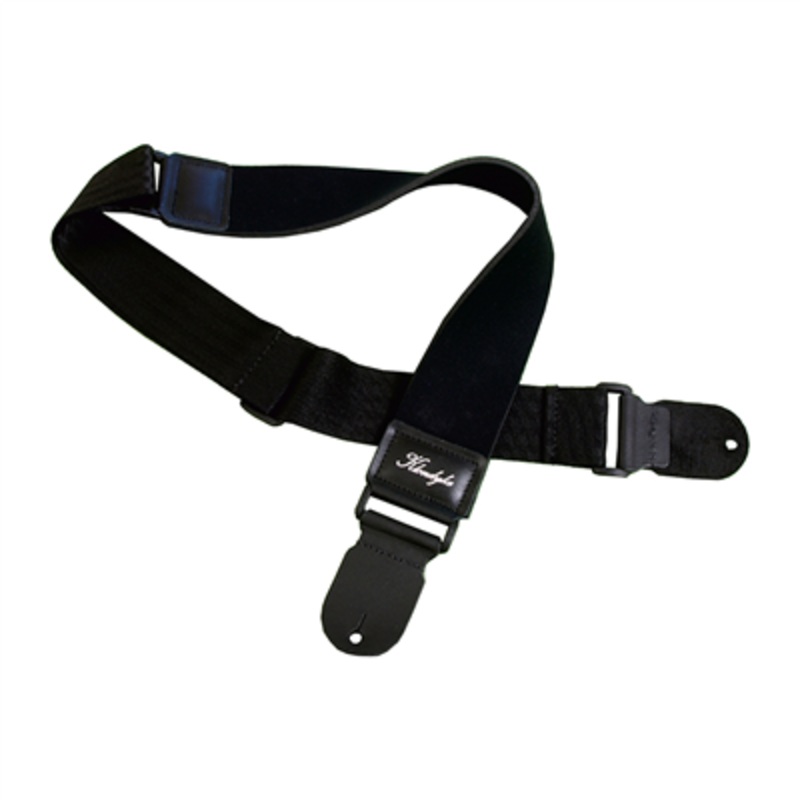 Klondyke Neo Stretch guitar Strap Leather End Black