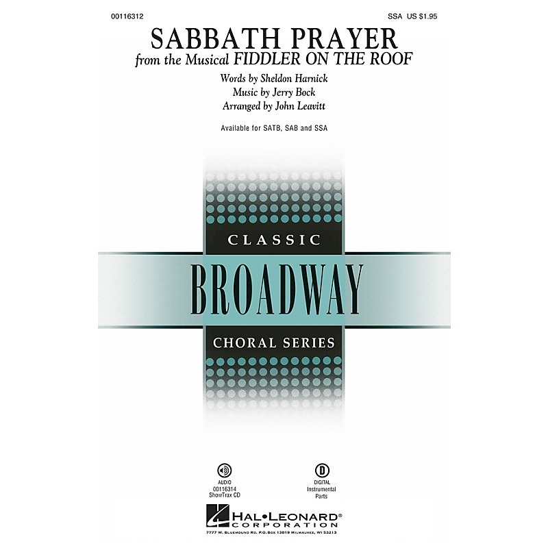 Hal Leonard Sabbath Prayer (from Fiddler on the Roof) SSA by Fiddler On The Roof (Musical) by John Leavitt