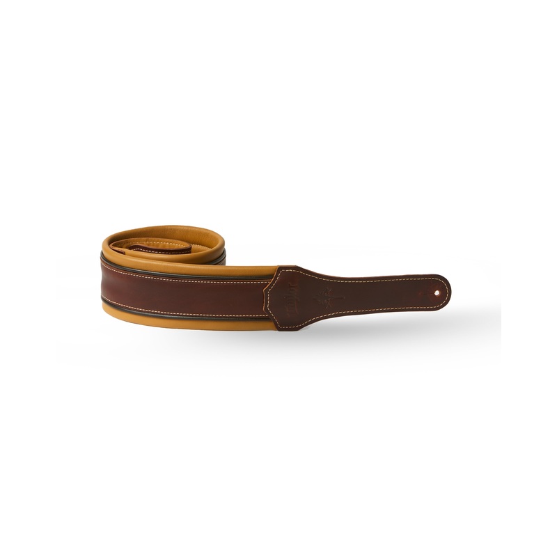 Taylor Ascension 3″ Leather Guitar Strap, Cordovan/Black/Butterscoth