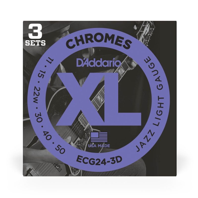 D’Addario ECG24 Chromes Flatwound 11-50 Electric Guitar Strings, 3-Pack