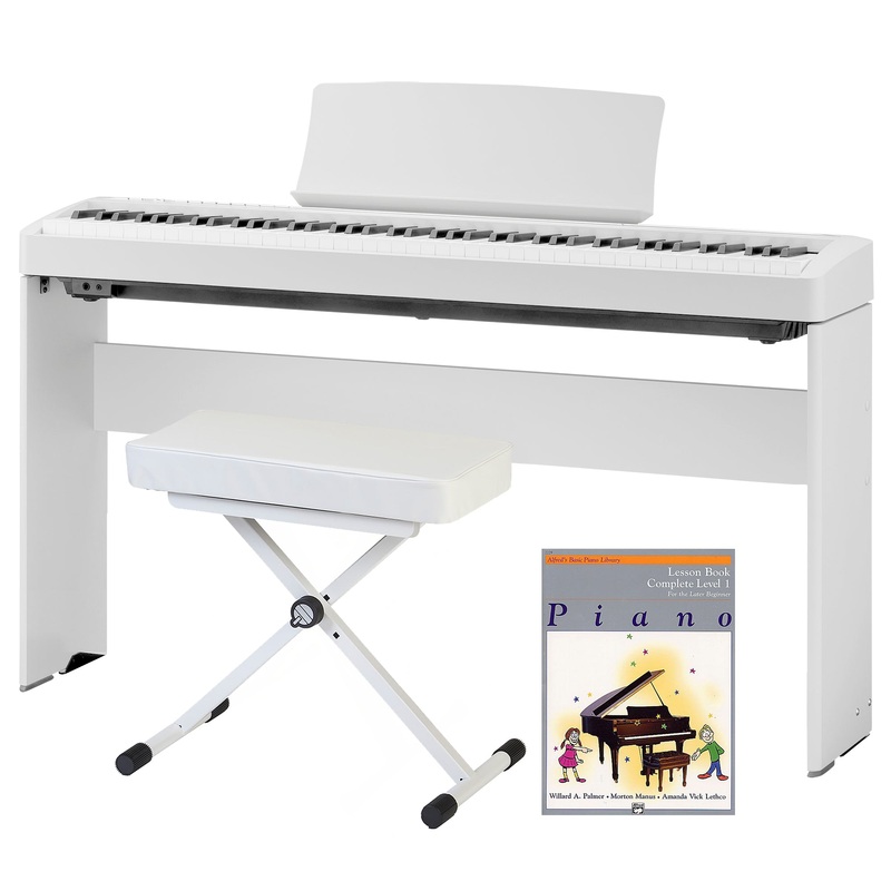 Kawai ES120 Portable Digital Piano – White HOME ESSENTIALS BUNDLE