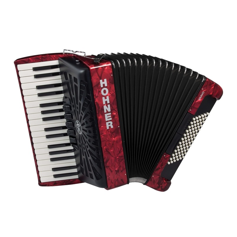 Hohner Bravo III 72 Chromatic Piano Key Accordion – Pearl Red (BR72RED)