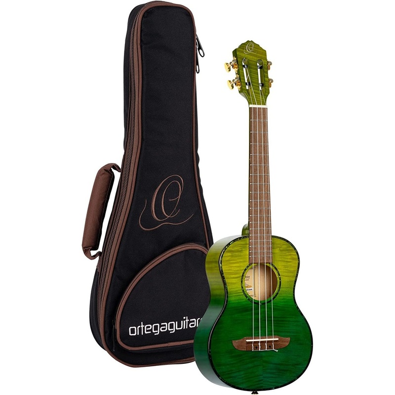 Ortega Guitars, 4-String Prism Series Slotted Headstock Tenor Ukulele w/Bag, Right, Ivy Fade (RUPR Ivy Fade