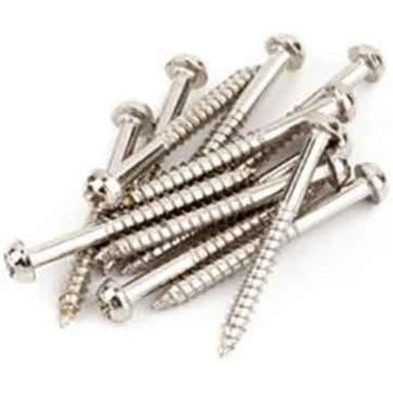 Fender 3×1″ Round-Head Wood Mounting Screw for Vintage Jazzmaster and Telecaster Guitar Pickups, Nickel, 12 Pieces