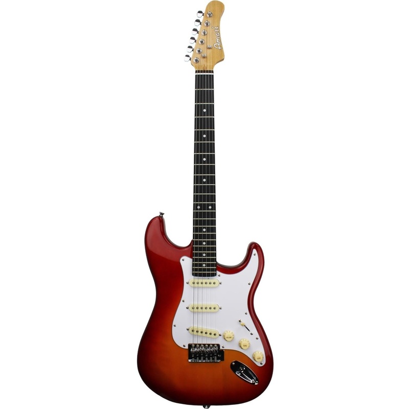 Amati Solid-Body 6-String Electric Guitar w/Gig Bag – Gloss Cherry Sunburst (10STHG)