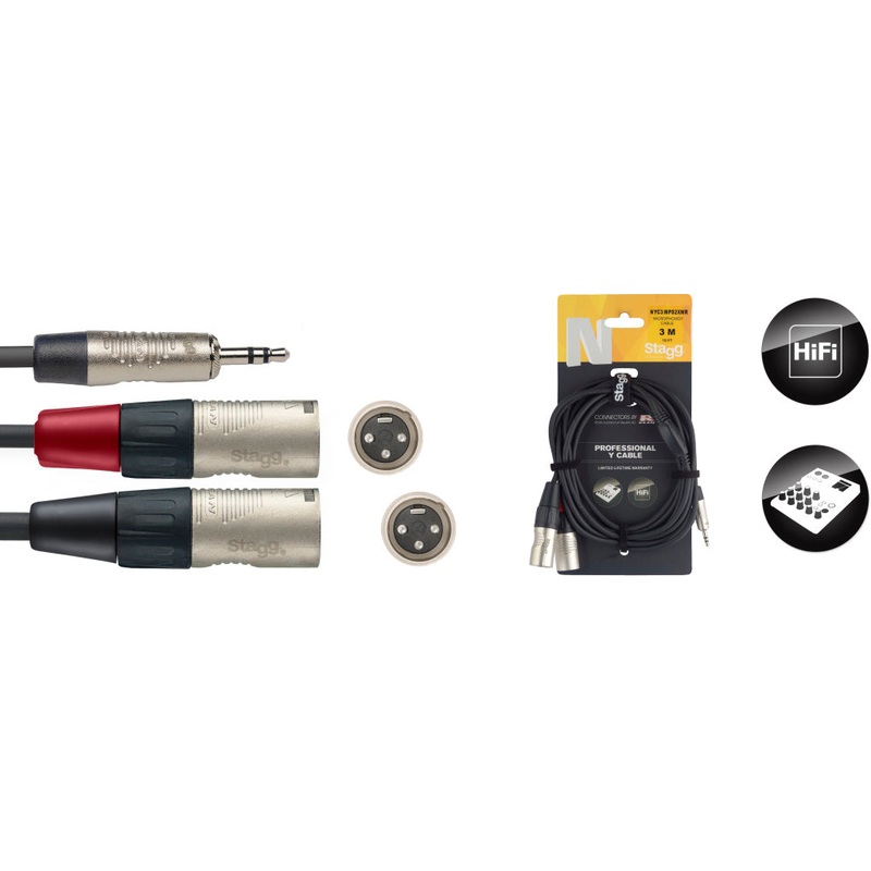 Stagg 3M/10Ft Split Minst Pl-2XLR Male DL