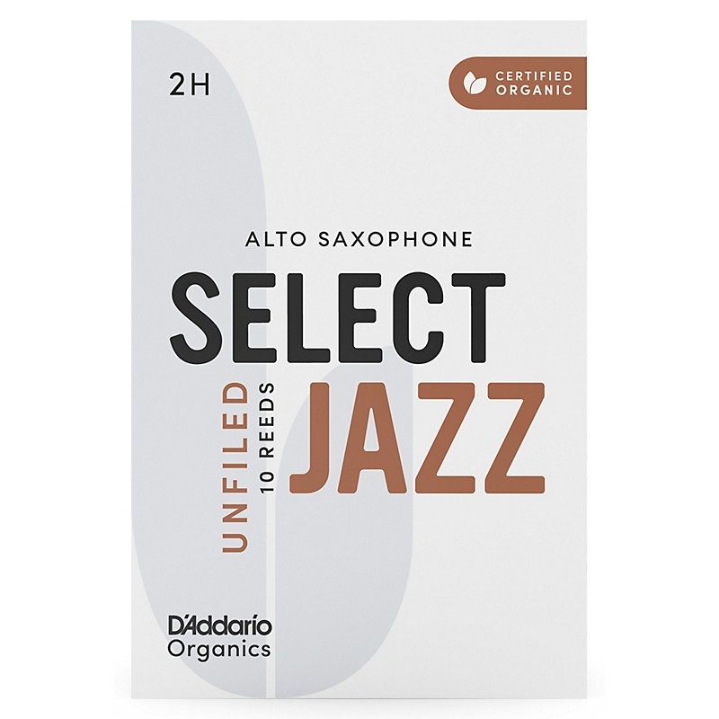 D’Addario Woodwinds Select Jazz Alto Saxophone Unfiled Organic Reeds Box of 10 2H