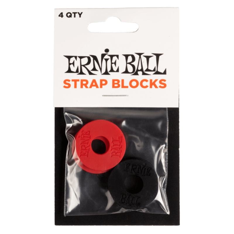 Ernie Ball Strap Blocks – Red and Black – 4 Pack P04603