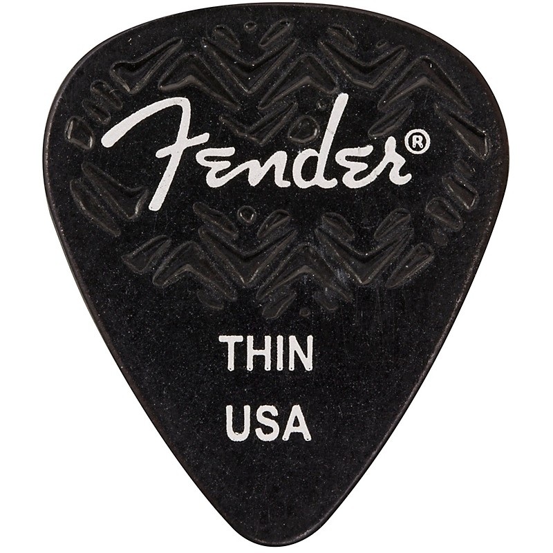 Fender 351 Shape Wavelength Celluloid Guitar Picks (6-Pack), Black Thin