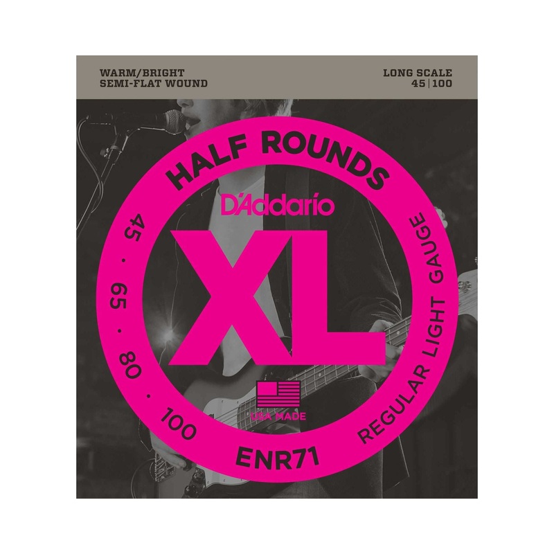 D’Addario ENR71 Semi-Flat Wound Long Scale Light Gauge Electric Bass Strings
