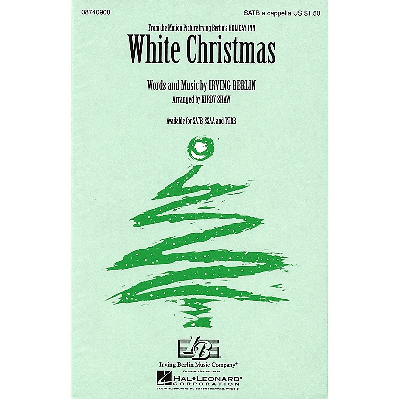 Hal Leonard White Christmas TTBB A Cappella Arranged by Kirby Shaw