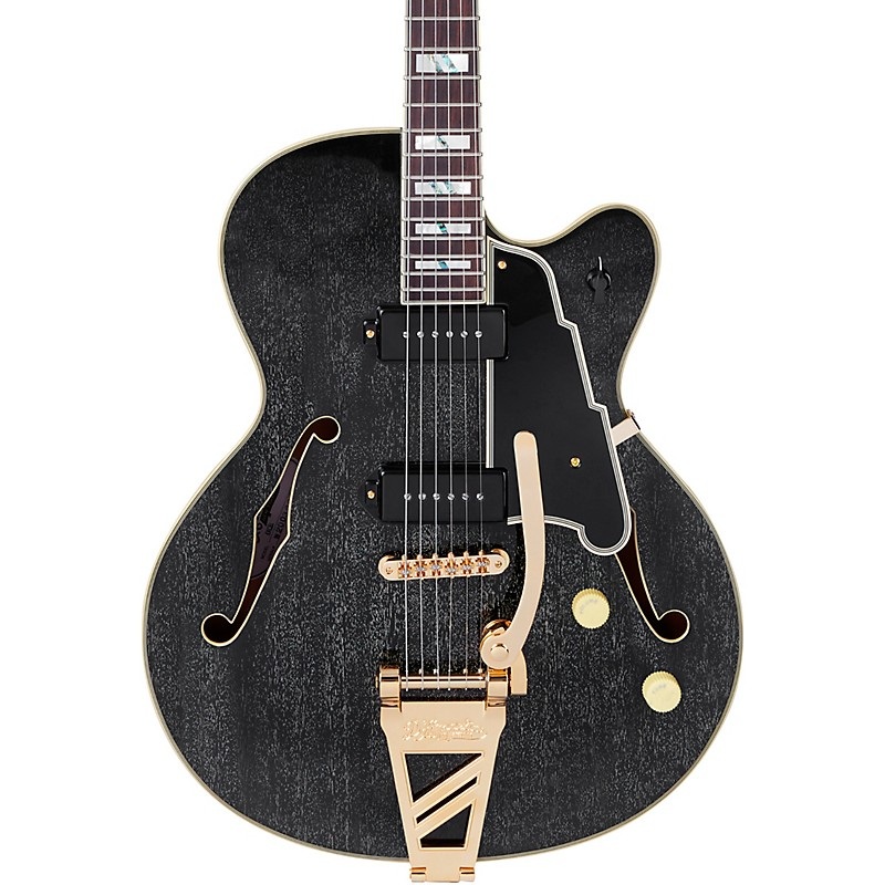 D’Angelico Excel Series 59 Hollowbody Electric Guitar with USA Seymour Duncan P-90’s and Shield Tremolo Black Dog