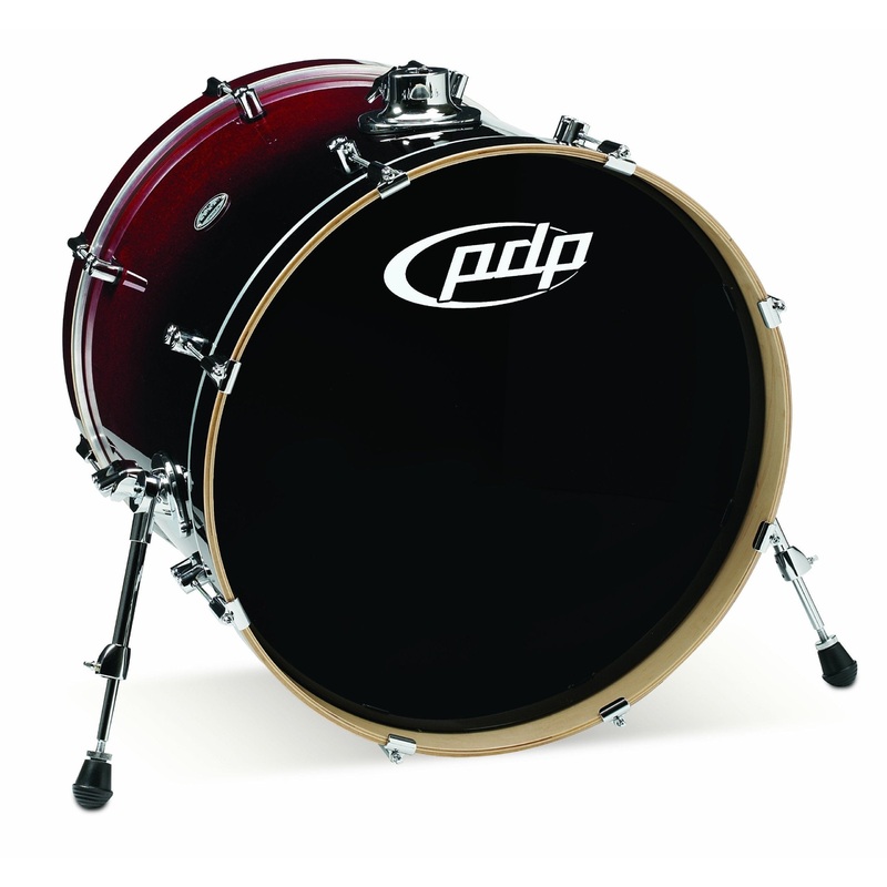 Pacific Drums PDCM1822KKRB 18 x 22 Inches Bass Drum with Chrome Hardware – Red to Black Fade