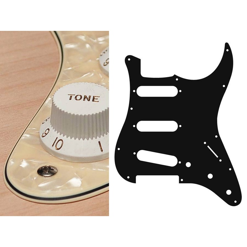 Pickguard, Stallion, standard, SSS, 3 pot holes, 3-5 switch, 3 ply, pearl cream