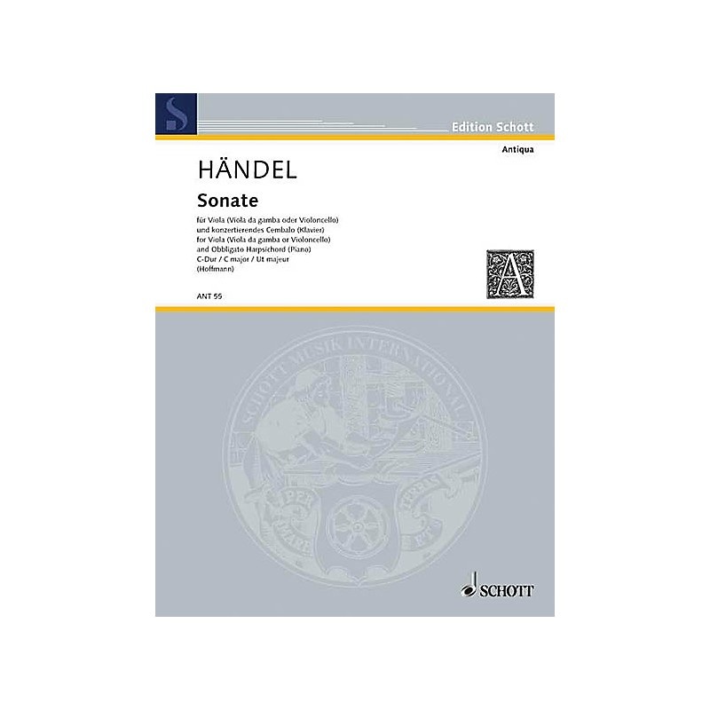 Schott Sonata Schott Series Composed by Georg Friedrich Hndel Arranged by Adolf Hoffman