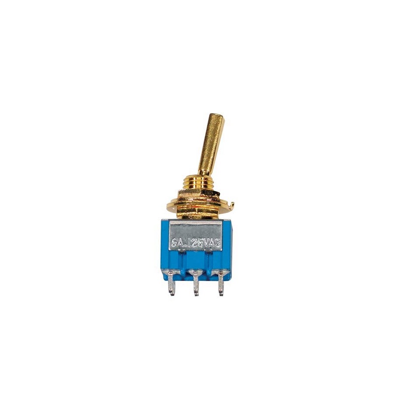 Mini toggle switch 2-way, on-on, gold lacquer