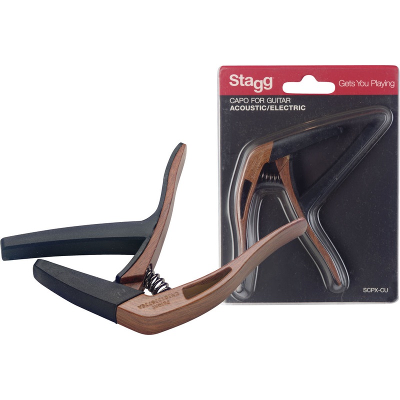 Stagg Curved Trigger Capo Acoustic and Electric Wood Dark