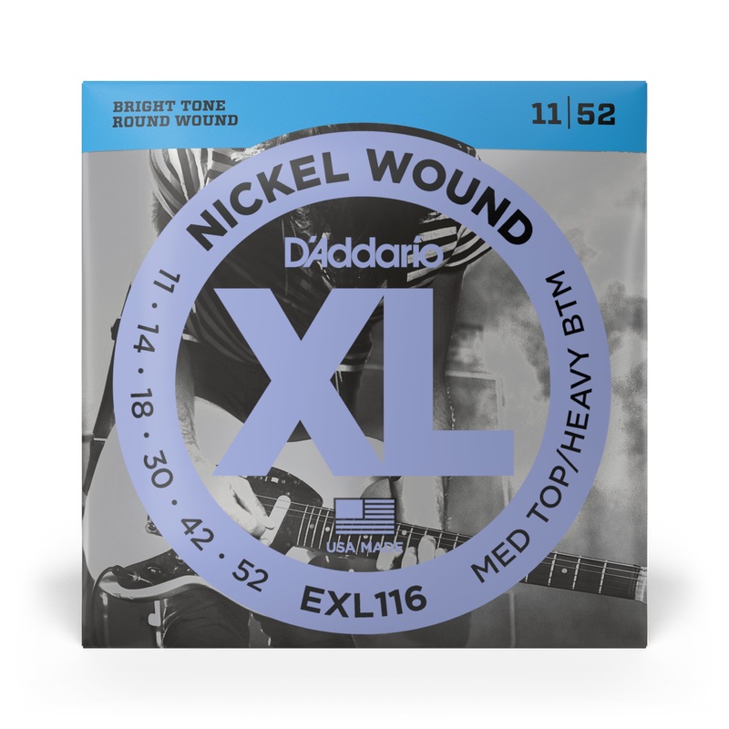 D’Addario EXL116 Nickel Wound 11-52 Electric Guitar Strings, Medium Top Heavy Bottom