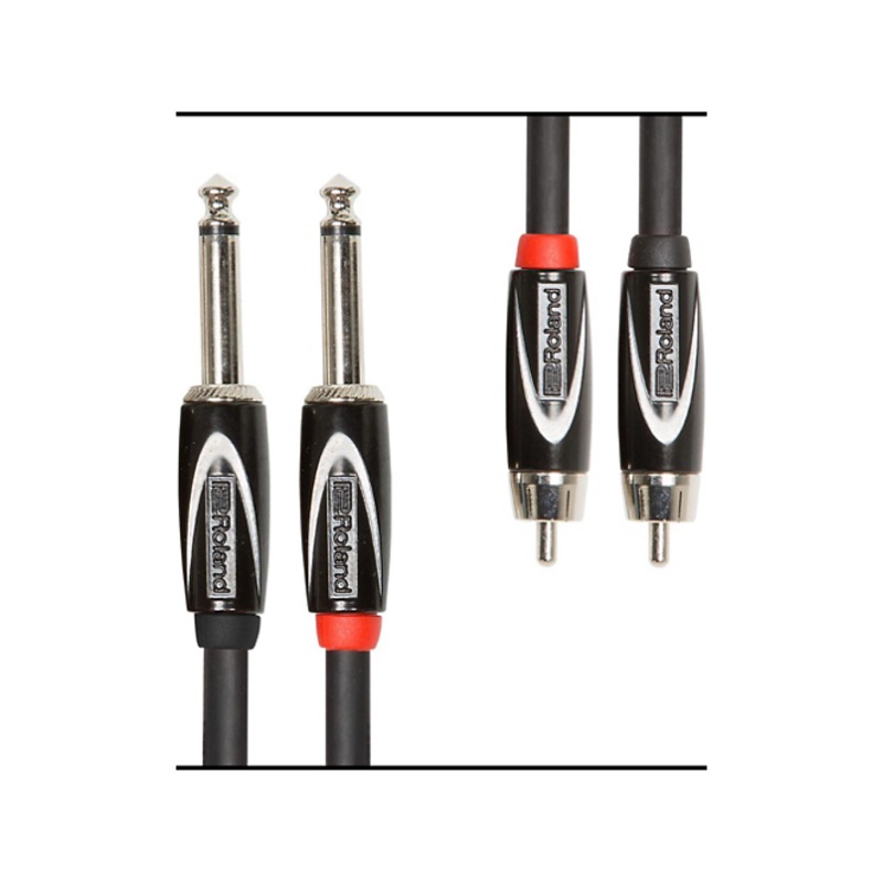 Roland Black Series Dual RCA-1/4″ Interconnect Cable 10 ft. Black