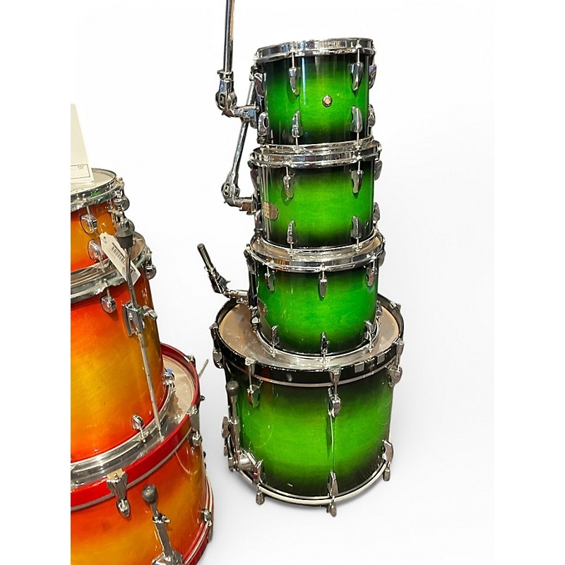 Used Pearl 4 Piece Session Custom Green Burst Drum Kit Green Burst