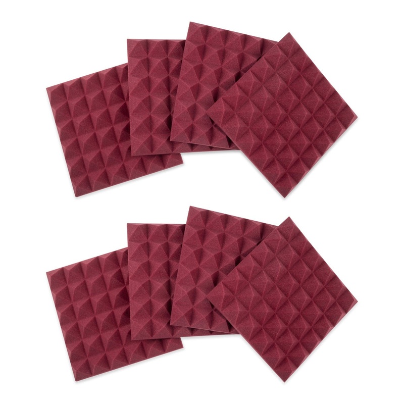 Gator Frameworks 8 Pack of 12×12″ Acoustic Pyramid Panels – Burgundy