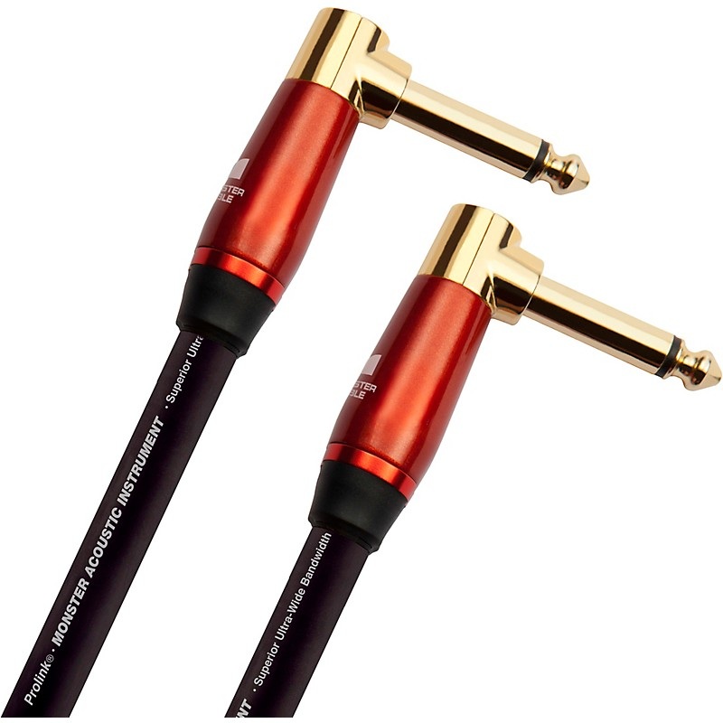 Open-Box Monster Cable Prolink Acoustic Pro Audio Instrument Cable, Right Angle to Right Angle Condition 1 – Mint 8 in. Black