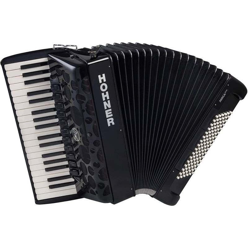 Hohner Amica Forte IV 96 Piano Accordion Included Gigbag and Straps – Jet Black